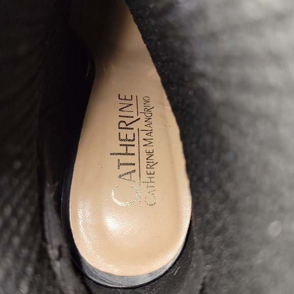 CATHERINE MALANDRINO ORBIT OPEN TOE BOOTIE BLACK HEELS - Picture 5 of 5